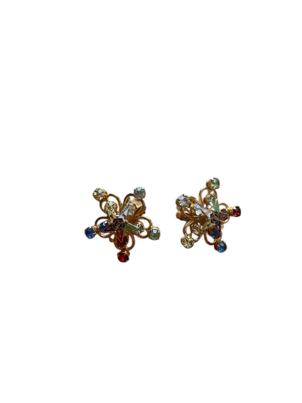 Vintage order of the Eastern Star gold clip on earrings